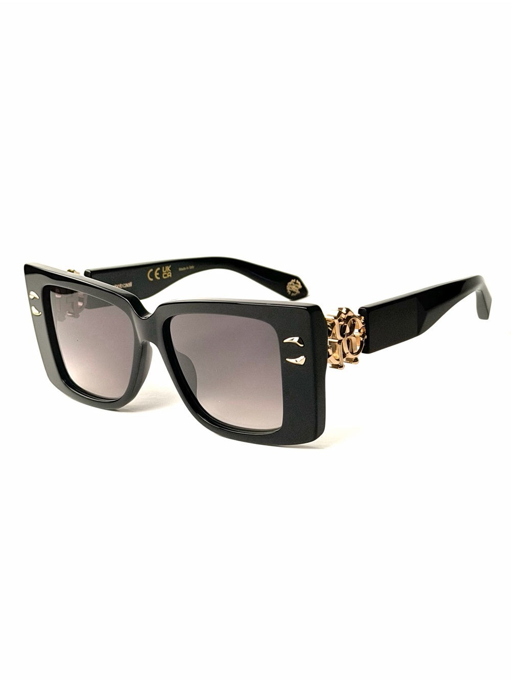 Roberto Cavalli SRC056 COL. 0700 Black  Sunglasses  Gold Emblem New Authentic